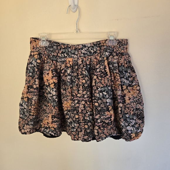 American Eagle Floral Linen Blend Pleated Mini Skirt Size Large - Picture 1 of 6